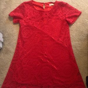 Lace red mini dress
